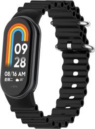 Ремінець для фітнес-браслету BeCover Wave Style для Xiaomi Mi Smart Band 8/9/10 Black (714348)