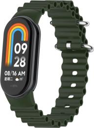 Ремінець для фітнес-браслету BeCover Wave Style для Xiaomi Mi Smart Band 8/9/10 Dark Green (714351)