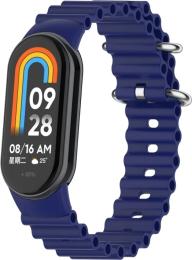 Ремінець для фітнес-браслету BeCover Wave Style для Xiaomi Mi Smart Band 8/9/10 Deep Blue (714352)