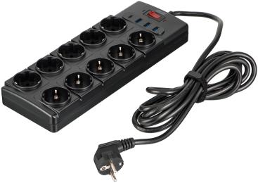 Мережевий фільтр 2E 2E-SP10M3USBBK Black