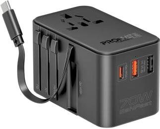 Мережевий перехідник Promate TripMate-GaN70r Black (tripmate-gan70r)