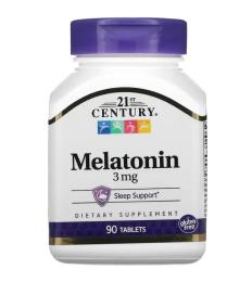 Амінокислота 21st Century Мелатонін, 3 мг, Melatonin, 90 таблеток (CEN-21240)