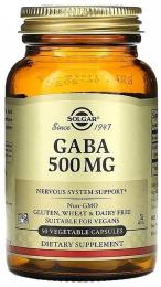 Амінокислота Solgar GABA (Гамма-аміномасляна кислота), GABA, 500 мг, 100 вегетар (SOL01211)