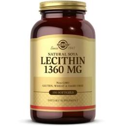 Амінокислота Solgar Лецитин невибілений 1360 мг, Natural Soya Lecithin, 100 жела (SOL01540)