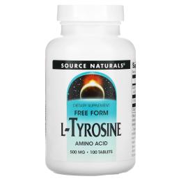 Амінокислота Source Naturals L-Тирозин 500 мг, L-Tyrosine, 100 таблеток (SNS-00190)