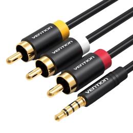 Аудіо-кабель Vention 3.5 мм (тато) - 3хRCA (тато), 1.5 м Black (VAB-R07-B150)