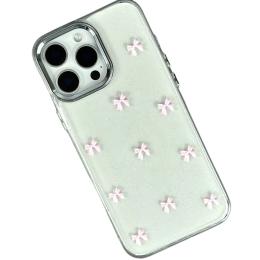 Чохол-накладка Infinity Silicone для iPhone 16 Pro Max Transparent Pink бантики