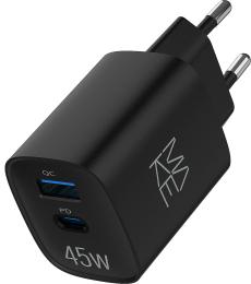 Адаптер живлення для телефона Make 45W GaN PD + QC3.0 Black (MCW-4521GBK)