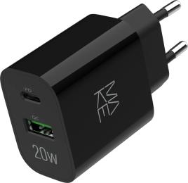 Адаптер живлення для телефона Make 20W PD + QC3.0 Black (MCW-2021BK)