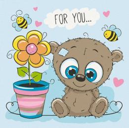 Картина за номерами Art Craft 30х30 см 15513-AC Ведмежа з квіткою