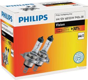 Лампа для фар Philips H4 Vision 12V 55W (12342PRC2)