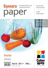 Фотопапір ColorWay 10x15 (ПМ190-20) (PM1900204R) 190 г/м2, 20 арк