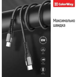 Дата-кабель ColorWay CW-CBPDCC039-GR 2m USB Type C (тато) - USB Type C (тато) Gray