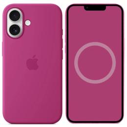 Чохол-накладка EpiK Silicone case (AAA) full with Magsafe and Animation для Apple iPhone 16 Fuchsia