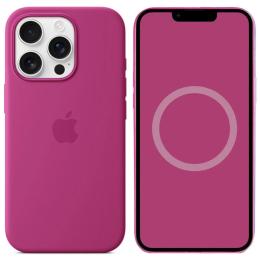 Чохол-накладка EpiK Silicone case (AAA) full with Magsafe and Animation для Apple iPhone 16 Pro Max Fuchsia
