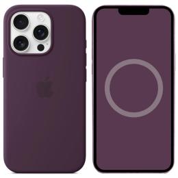 Чохол-накладка EpiK Silicone case (AAA) full with Magsafe and Animation для Apple iPhone 16 Pro Plum