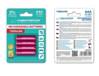 Акумулятор Esperanza EZA102R Ni-MH AAA 1000 мАг 4 шт