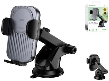 Тримач в авто Borofone BH222 Leading push-type wireless fast charging car holder (center console) Black