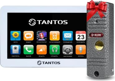 Відеодомофон Tantos Neo GSM 7 + BCOM BT-305HR Silver White