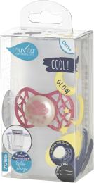 Пустушка Nuvita Air55 Cool NV7065G Pink / Spicy apple силіконова, симетрична, від 0 місяців, світна у темряві
