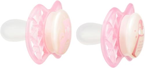 Пустушка Nuvita Air55 Explorer NV7067G Pink силіконова, симетрична, від 0 місяців, світна у темряві, 2 шт.