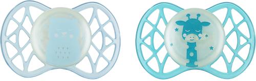 Пустушка Nuvita Air55 Explorer NV7067G Turquoise силіконова, симетрична, від 0 місяців, світна у темряві, 2 шт.