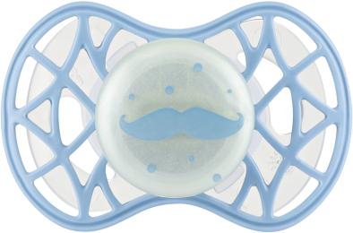 Пустушка Nuvita Air55 Cool NV7085G Blue силіконова, від 6 місяців, світна у темряві