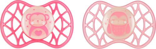 Пустушка Nuvita Air55 Explorer NV7087G Pink силіконова, від 6 місяців, світна у темряві, 2 шт.