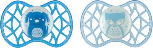 Пустушка Nuvita Air55 Explorer NV7087G Blue силіконова, від 6 місяців, світна у темряві, 2 шт.