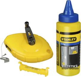 Шнур розмічальний Stanley 0-47-443 30 м з флаконом крейдяного порошку в комплекті
