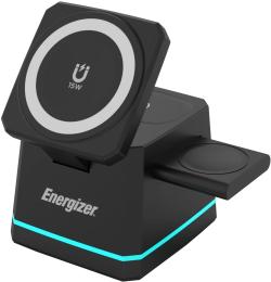 Бездротовий зарядний пристрій Energizer 15W 3-in-1 Magnetic Wireless Fast Charger (WCP307) Black