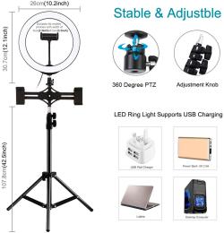 Кільцева лампа Puluz PKT3053B 10 + штатив 1.1 м