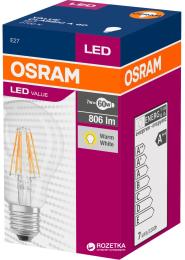 Світлодіодна лампа OSRAM LED Value Filament A60 7W (806Lm) E27 2700K (4058075819658)