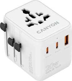 Мережевий перехідник Canyon Travel Adapter OnTour 20 EU/UK/US/AUS 20W White (CNS-TA20W1005W)