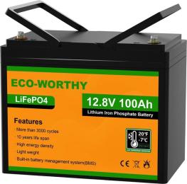 Акумулятор для ДБЖ Eco-Worthy Eco-Worthy-12100bt LiFePO4 12.8 В, 100 А*год, 1280 Вт*год