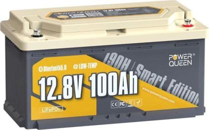 Акумулятор для ДБЖ Power Queen P12V100-100-RV190-BT-4-AC150 LiFePO4, 12.8 В, 100 А*год, 1280 Вт*год
