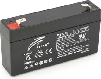 Акумулятор для ДБЖ Ritar RT613 Black AGM 6 В, 1.3 А*год