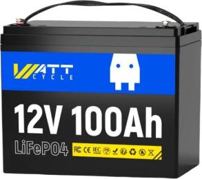 Акумулятор для ДБЖ WattCycle WT12V100AH10 LiFePO4 12,8 В 100 А*год, 1280 В*год