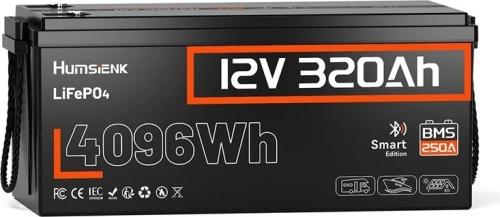 Акумулятор для ДБЖ Humsienk HS12V320AH250BT LiFePO4, 12 В, 320 А*год, 4096 Вт*год