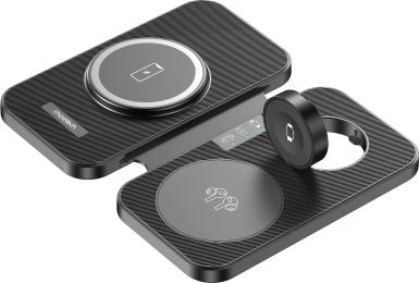 Бездротовий зарядний пристрій Choetech Wireless Magnetic 3-in-1 15W Black (T616-F)