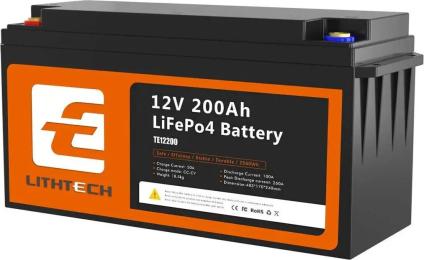 Акумулятор для ДБЖ LithTech TE12200 LiFePO4 12,8 В 200 А*год, 2560 Вт*год