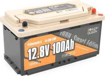 Акумулятор для ДБЖ Power Queen P12V100-RV190-BT-4-AC150 LiFePO4, 12.8 В, 100 А*год, 1280 Вт*год