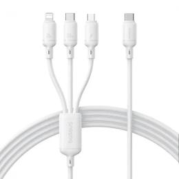 Дата-кабель Baseus Silky One-for-Three Fast Charging Type-C to Micro USB+Lightning+Type-C 100W 1.5m White (P10377706213-00)