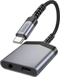 Перехідник Hoco LS39 USB Type-C (тато)  -  USB Type-C (мама)/3.5 мм (мама) 15 см Gray