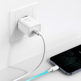 Мережевий зарядний пристрій для телефона Baseus Super Si QC White (PD3.0 20W Type-C 3A + Кабель 2.3 A Type-C to Lightnin )