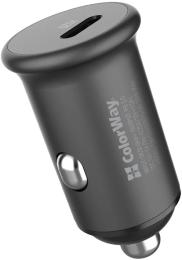 Автомобільний адаптер для телефона ColorWay CW-CHA028PD-GR Gray (1 USB Power Delivery Port USB Type-C 20 W )