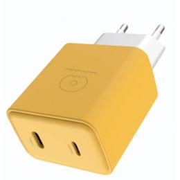 Адаптер живлення для телефона WUW C189 White Yellow PD 20W Charger USB C + USB C