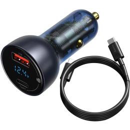 Автомобільний зарядний пристрій для телефона Baseus TZCCKX-0G Dark Gray (1USB + Type-C Particular PPS 65W + Cable Type-C/T )