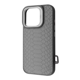 Чохол-накладка Kajsa Snake Pattern iPhone 16 Pro Max Light Gray with Magnetic Ring