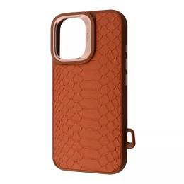 Чохол-накладка Kajsa Snake Pattern iPhone 16 Brown with Magnetic Ring